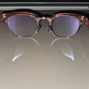 Pink Translucent Eyeglasses w/ Metal Bridge Modern Optical Frames